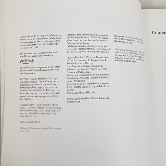 Artist Book Claude Monet 1840-1926 Paperback Art Institute of Chicago - Picture 11 of 16